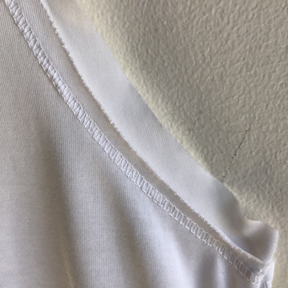 All Saints sz 4 tank white knit with sheer silk raw edge trim at neck hem arm op - Picture 4 of 8